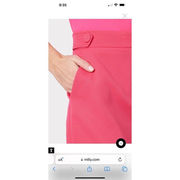 MILLY Aria Cady Sz 2 Button Tab Shorts MILLY Pink - Picture 7 of 9